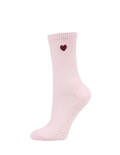 Pilates Heart Grip Bamboo Crew Socks