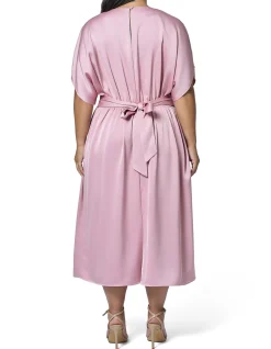 PINK DUSK - LUST UNLEASHED SATIN MIDI DRESS