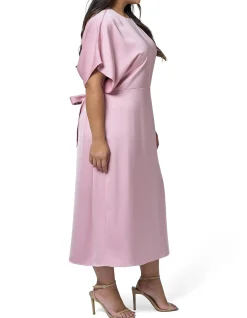 PINK DUSK - LUST UNLEASHED SATIN MIDI DRESS
