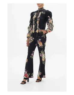 PINTUCK BLOUSE WITH DRAPED SLEEVE