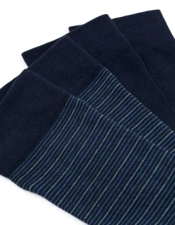 2PK COMFORT TOP BOLD STRIPE CREW SOCKS
