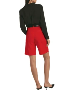 Pleated Bermuda Shorts with Zip Closure