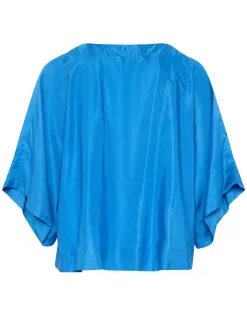 PLEATED POP OVER 3/4 SLEEVE TOP