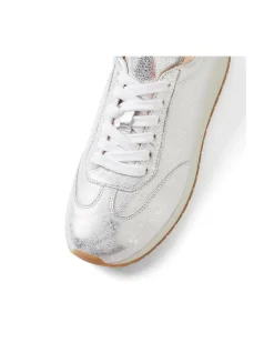 Pollins Metallic Leather Lace Up Trainers