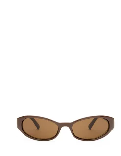 POPALICIOUS + BROWN OVAL BROWN MONO SUNGLASSES