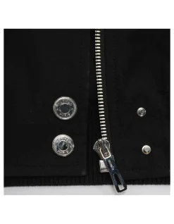 PRE-LOVED HERMES BLACK COTTON & LAMBSKIN EMBROIDERED JACKET