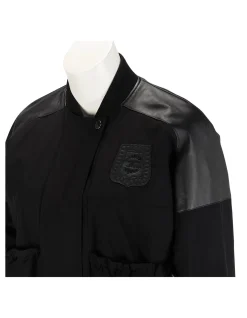 PRE-LOVED HERMES BLACK COTTON & LAMBSKIN EMBROIDERED JACKET