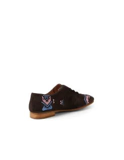 Prinity Embroidered Suede Lace Up Flats