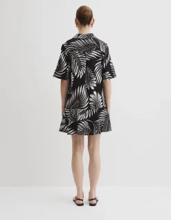 Print Linen Popover Dress