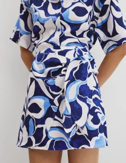 Print Mini Linen Skirt
