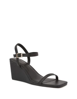 Prisca Black Leather Wedge