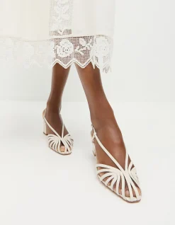 PRISCILLA LATTICE MID HEEL SANDAL