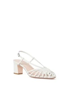 PRISCILLA LATTICE MID HEEL SANDAL