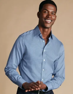 Puppytooth non-iron twill slim fit shirt