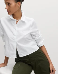 Pure Cotton Cropped Collared Shirt