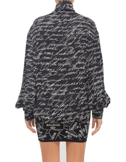 Pussy-Bow Love Letter Print Shirt