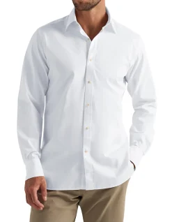 Quattro Herringbone Shirt Slim Fit White