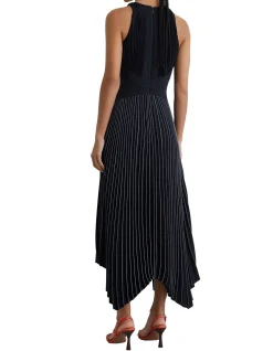 Rachel Pleated Handkerchief Hem Midi Dress
