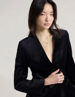 RAFFI VELVET COLLARLESS BLAZER