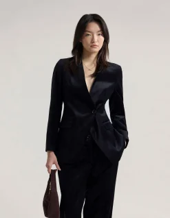 RAFFI VELVET COLLARLESS BLAZER