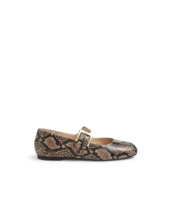 Ranilla Snake Print Buckle Mary Jane Flats