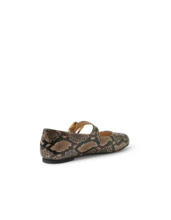 Ranilla Snake Print Buckle Mary Jane Flats