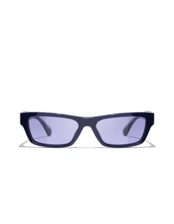 Rectangle Blue Violet Lens Sunglasses