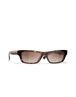 Rectangle Dark Havana Brown Gradient Sunglasses