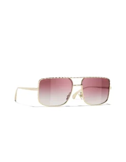 Rectangle Pale Gold Gradient Violet Sunglasses