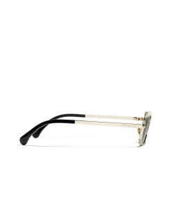 Rectangle Pale Gold Grey Gradient Sunglasses