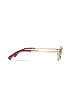 Rectangle Violet Gradient Slim Metal Sunglasses