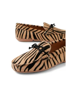 Reesus Zebra Print Suede Moccasin Loafers