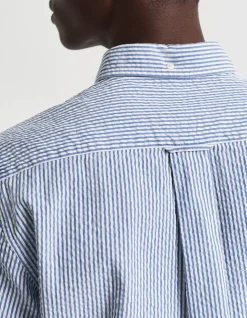 Regular Fit Striped Short Sleeve Seersucker Shirt