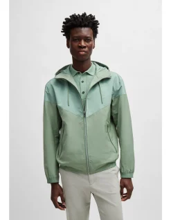 Regular-Fit Jacket with Water-Repellent Finish Open Green