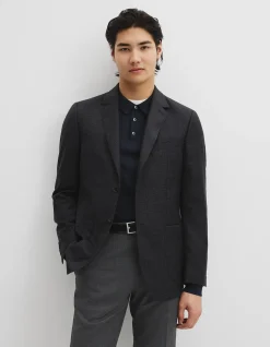 Regular Fit Herringbone Wool Jacket
