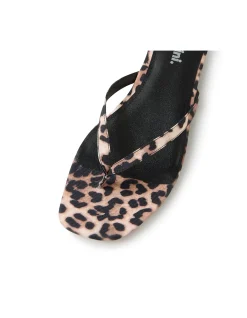 Reille Leopard Square Toe Thong Sandals