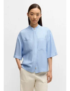 Relaxed-Fit Blouse with Stand Collar
