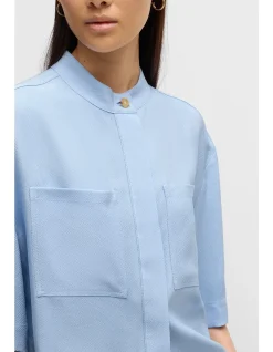 Relaxed-Fit Blouse with Stand Collar
