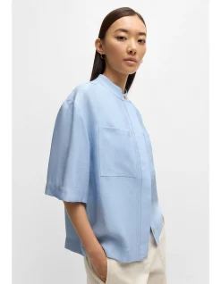 Relaxed-Fit Blouse with Stand Collar