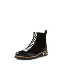 Renita Zebra Front Zip Leather Ankle Boots
