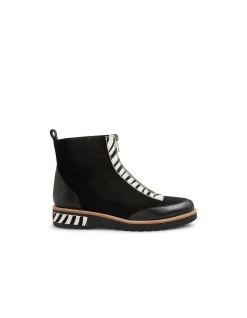 Renita Zebra Front Zip Leather Ankle Boots
