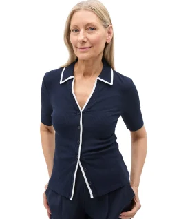 RIB CONTRAST BUTTON DOWN TOP