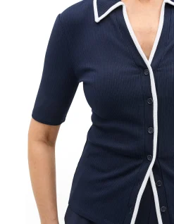 RIB CONTRAST BUTTON DOWN TOP