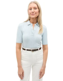 RIB HALF PLACKET POLO TOP