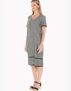 Ric Rac Detail Linen Shift Midi Dress