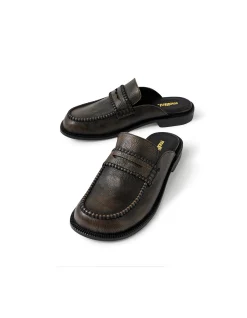 Ridge Leather Penny Loafer Mules