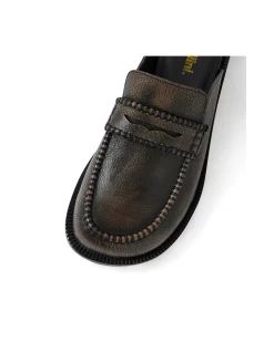 Ridge Leather Penny Loafer Mules