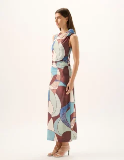 Riley Nautica Mesh Asymmetric Maxi Dress