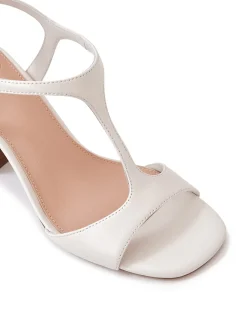 RINN Off White Leather Block Heel