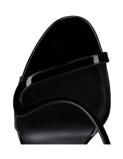 ROSA Z 100MM PATENT LIN BLACK SANDALS